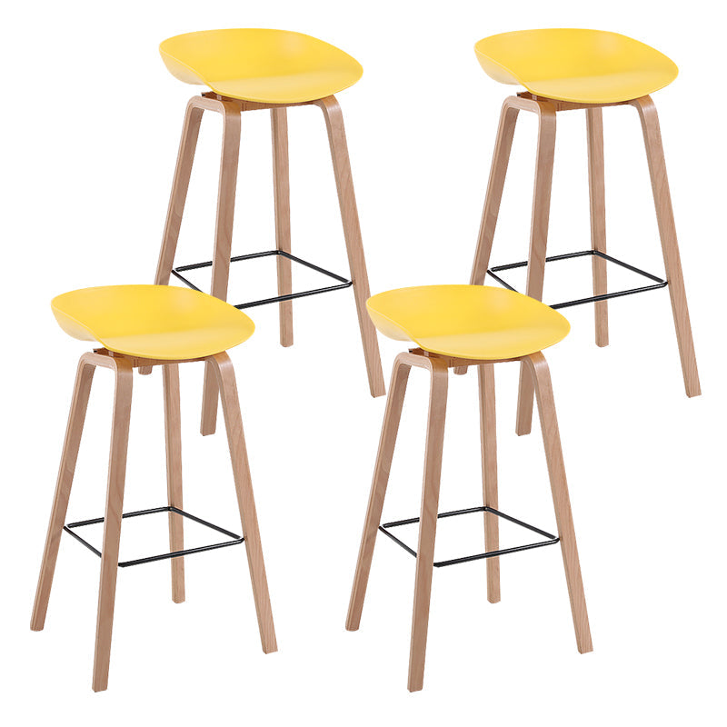 Modern Backrest Armless Counter Stool Wood Household Bar Stool with Plastic Seat Yellow 4 Piece Set Bar Stool(30"H) Clearhalo 'Bar Furniture' 'Bar Stools' 'bar_stools' 'furn' 'furn_bar_stools' 'furniture_bar_stools' 'Kitchen & Dining Furniture' 'kitchen&dining_furn' 'kitchen' 'kitchen_furn' Furniture' 4184332