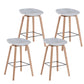 Modern Backrest Armless Counter Stool Wood Household Bar Stool with Plastic Seat Light Gray 4 Piece Set Counter Stool(26"H) Clearhalo 'Bar Furniture' 'Bar Stools' 'bar_stools' 'furn' 'furn_bar_stools' 'furniture_bar_stools' 'Kitchen & Dining Furniture' 'kitchen&dining_furn' 'kitchen' 'kitchen_furn' Furniture' 4184335