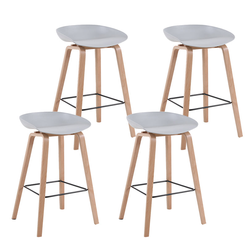 Modern Backrest Armless Counter Stool Wood Household Bar Stool with Plastic Seat Light Gray 4 Piece Set Counter Stool(26"H) Clearhalo 'Bar Furniture' 'Bar Stools' 'bar_stools' 'furn' 'furn_bar_stools' 'furniture_bar_stools' 'Kitchen & Dining Furniture' 'kitchen&dining_furn' 'kitchen' 'kitchen_furn' Furniture' 4184335