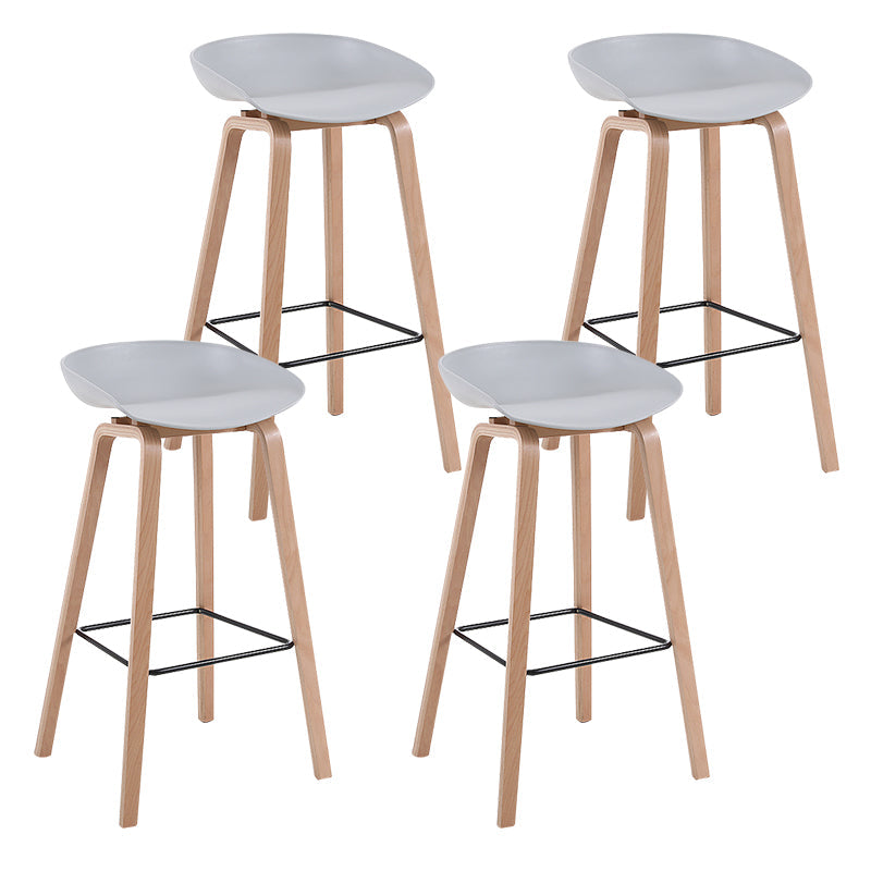 Modern Backrest Armless Counter Stool Wood Household Bar Stool with Plastic Seat Light Gray 4 Piece Set Bar Stool(30"H) Clearhalo 'Bar Furniture' 'Bar Stools' 'bar_stools' 'furn' 'furn_bar_stools' 'furniture_bar_stools' 'Kitchen & Dining Furniture' 'kitchen&dining_furn' 'kitchen' 'kitchen_furn' Furniture' 4184336
