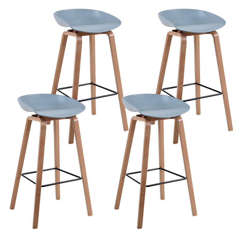 Modern Backrest Armless Counter Stool Wood Household Bar Stool with Plastic Seat Pewter 4 Piece Set Bar Stool(30"H) Clearhalo 'Bar Furniture' 'Bar Stools' 'bar_stools' 'furn' 'furn_bar_stools' 'furniture_bar_stools' 'Kitchen & Dining Furniture' 'kitchen&dining_furn' 'kitchen' 'kitchen_furn' Furniture' 4184338