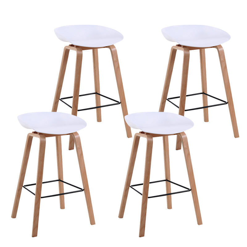 Modern Backrest Armless Counter Stool Wood Household Bar Stool with Plastic Seat White 4 Piece Set Counter Stool(26"H) Clearhalo 'Bar Furniture' 'Bar Stools' 'bar_stools' 'furn' 'furn_bar_stools' 'furniture_bar_stools' 'Kitchen & Dining Furniture' 'kitchen&dining_furn' 'kitchen' 'kitchen_furn' Furniture' 4184341