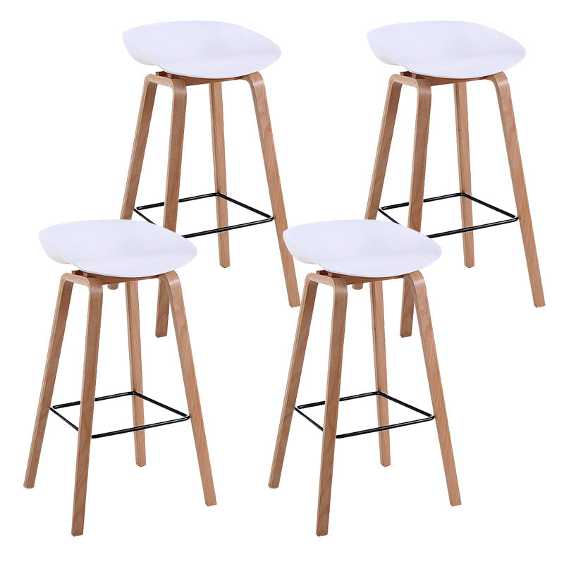 Modern Backrest Armless Counter Stool Wood Household Bar Stool with Plastic Seat White 4 Piece Set Bar Stool(30"H) Clearhalo 'Bar Furniture' 'Bar Stools' 'bar_stools' 'furn' 'furn_bar_stools' 'furniture_bar_stools' 'Kitchen & Dining Furniture' 'kitchen&dining_furn' 'kitchen' 'kitchen_furn' Furniture' 4184342