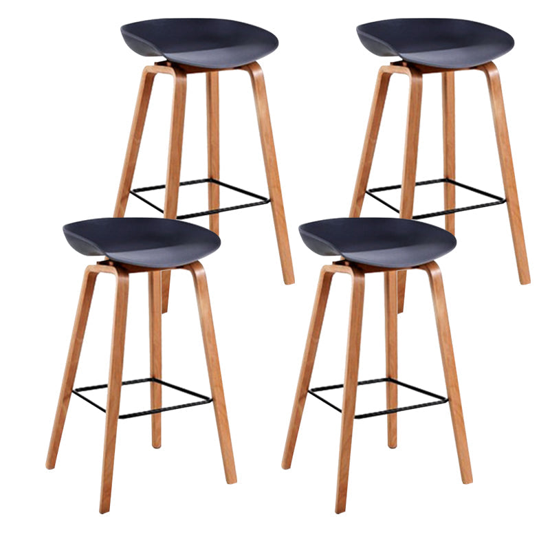 Modern Backrest Armless Counter Stool Wood Household Bar Stool with Plastic Seat Dark Gray 4 Piece Set Counter Stool(26"H) Clearhalo 'Bar Furniture' 'Bar Stools' 'bar_stools' 'furn' 'furn_bar_stools' 'furniture_bar_stools' 'Kitchen & Dining Furniture' 'kitchen&dining_furn' 'kitchen' 'kitchen_furn' Furniture' 4184343