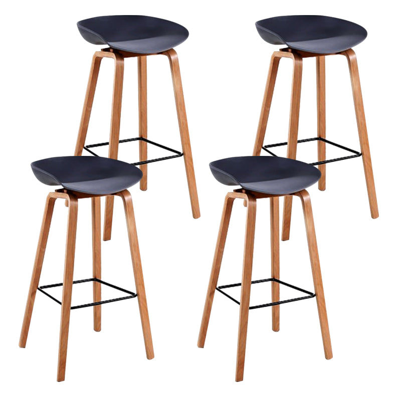 Modern Backrest Armless Counter Stool Wood Household Bar Stool with Plastic Seat Dark Gray 4 Piece Set Bar Stool(30"H) Clearhalo 'Bar Furniture' 'Bar Stools' 'bar_stools' 'furn' 'furn_bar_stools' 'furniture_bar_stools' 'Kitchen & Dining Furniture' 'kitchen&dining_furn' 'kitchen' 'kitchen_furn' Furniture' 4184344