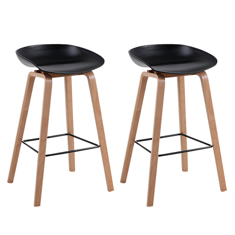Modern Backrest Armless Counter Stool Wood Household Bar Stool with Plastic Seat Black 2 Piece Set Counter Stool(26"H) Clearhalo 'Bar Furniture' 'Bar Stools' 'bar_stools' 'furn' 'furn_bar_stools' 'furniture_bar_stools' 'Kitchen & Dining Furniture' 'kitchen&dining_furn' 'kitchen' 'kitchen_furn' Furniture' 4184345