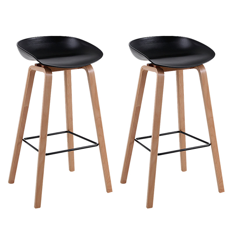 Modern Backrest Armless Counter Stool Wood Household Bar Stool with Plastic Seat Black 2 Piece Set Bar Stool(30"H) Clearhalo 'Bar Furniture' 'Bar Stools' 'bar_stools' 'furn' 'furn_bar_stools' 'furniture_bar_stools' 'Kitchen & Dining Furniture' 'kitchen&dining_furn' 'kitchen' 'kitchen_furn' Furniture' 4184346