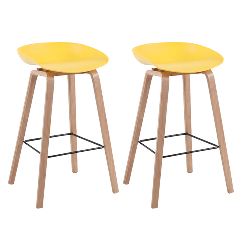 Modern Backrest Armless Counter Stool Wood Household Bar Stool with Plastic Seat Yellow 2 Piece Set Counter Stool(26"H) Clearhalo 'Bar Furniture' 'Bar Stools' 'bar_stools' 'furn' 'furn_bar_stools' 'furniture_bar_stools' 'Kitchen & Dining Furniture' 'kitchen&dining_furn' 'kitchen' 'kitchen_furn' Furniture' 4184347