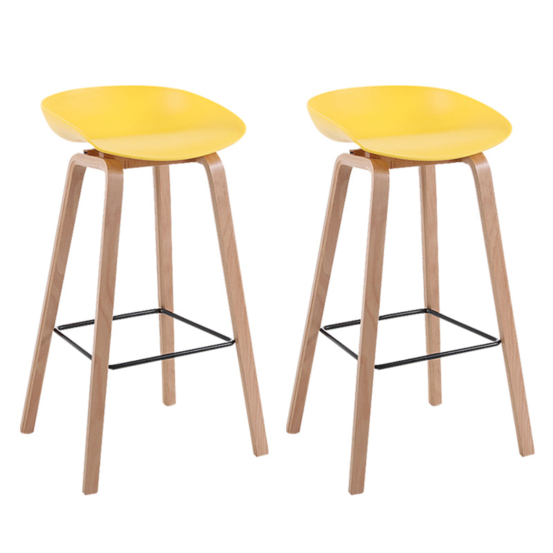 Modern Backrest Armless Counter Stool Wood Household Bar Stool with Plastic Seat Yellow 2 Piece Set Bar Stool(30"H) Clearhalo 'Bar Furniture' 'Bar Stools' 'bar_stools' 'furn' 'furn_bar_stools' 'furniture_bar_stools' 'Kitchen & Dining Furniture' 'kitchen&dining_furn' 'kitchen' 'kitchen_furn' Furniture' 4184348