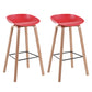Modern Backrest Armless Counter Stool Wood Household Bar Stool with Plastic Seat Red 2 Piece Set Bar Stool(30"H) Clearhalo 'Bar Furniture' 'Bar Stools' 'bar_stools' 'furn' 'furn_bar_stools' 'furniture_bar_stools' 'Kitchen & Dining Furniture' 'kitchen&dining_furn' 'kitchen' 'kitchen_furn' Furniture' 4184350