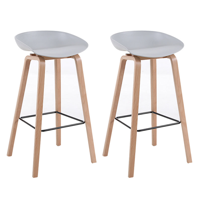 Modern Backrest Armless Counter Stool Wood Household Bar Stool with Plastic Seat Light Gray 2 Piece Set Bar Stool(30"H) Clearhalo 'Bar Furniture' 'Bar Stools' 'bar_stools' 'furn' 'furn_bar_stools' 'furniture_bar_stools' 'Kitchen & Dining Furniture' 'kitchen&dining_furn' 'kitchen' 'kitchen_furn' Furniture' 4184352