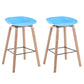 Modern Backrest Armless Counter Stool Wood Household Bar Stool with Plastic Seat Blue 2 Piece Set Counter Stool(26"H) Clearhalo 'Bar Furniture' 'Bar Stools' 'bar_stools' 'furn' 'furn_bar_stools' 'furniture_bar_stools' 'Kitchen & Dining Furniture' 'kitchen&dining_furn' 'kitchen' 'kitchen_furn' Furniture' 4184355