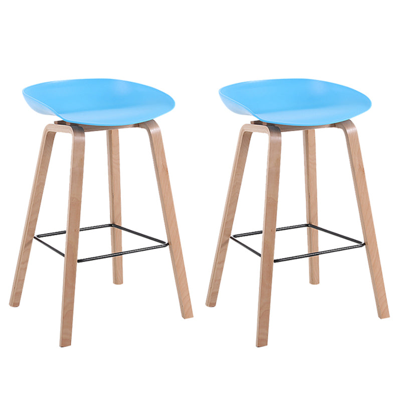 Modern Backrest Armless Counter Stool Wood Household Bar Stool with Plastic Seat Blue 2 Piece Set Counter Stool(26"H) Clearhalo 'Bar Furniture' 'Bar Stools' 'bar_stools' 'furn' 'furn_bar_stools' 'furniture_bar_stools' 'Kitchen & Dining Furniture' 'kitchen&dining_furn' 'kitchen' 'kitchen_furn' Furniture' 4184355