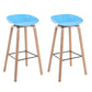 Modern Backrest Armless Counter Stool Wood Household Bar Stool with Plastic Seat Blue 2 Piece Set Bar Stool(30"H) Clearhalo 'Bar Furniture' 'Bar Stools' 'bar_stools' 'furn' 'furn_bar_stools' 'furniture_bar_stools' 'Kitchen & Dining Furniture' 'kitchen&dining_furn' 'kitchen' 'kitchen_furn' Furniture' 4184356