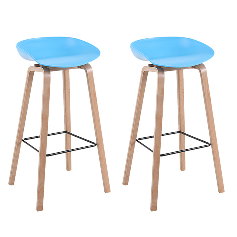 Modern Backrest Armless Counter Stool Wood Household Bar Stool with Plastic Seat Blue 2 Piece Set Bar Stool(30"H) Clearhalo 'Bar Furniture' 'Bar Stools' 'bar_stools' 'furn' 'furn_bar_stools' 'furniture_bar_stools' 'Kitchen & Dining Furniture' 'kitchen&dining_furn' 'kitchen' 'kitchen_furn' Furniture' 4184356