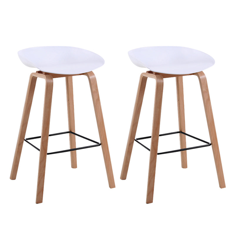Modern Backrest Armless Counter Stool Wood Household Bar Stool with Plastic Seat White 2 Piece Set Counter Stool(26"H) Clearhalo 'Bar Furniture' 'Bar Stools' 'bar_stools' 'furn' 'furn_bar_stools' 'furniture_bar_stools' 'Kitchen & Dining Furniture' 'kitchen&dining_furn' 'kitchen' 'kitchen_furn' Furniture' 4184357
