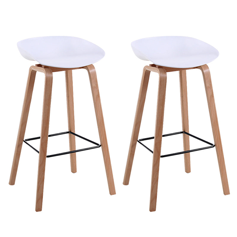 Modern Backrest Armless Counter Stool Wood Household Bar Stool with Plastic Seat White 2 Piece Set Bar Stool(30"H) Clearhalo 'Bar Furniture' 'Bar Stools' 'bar_stools' 'furn' 'furn_bar_stools' 'furniture_bar_stools' 'Kitchen & Dining Furniture' 'kitchen&dining_furn' 'kitchen' 'kitchen_furn' Furniture' 4184358