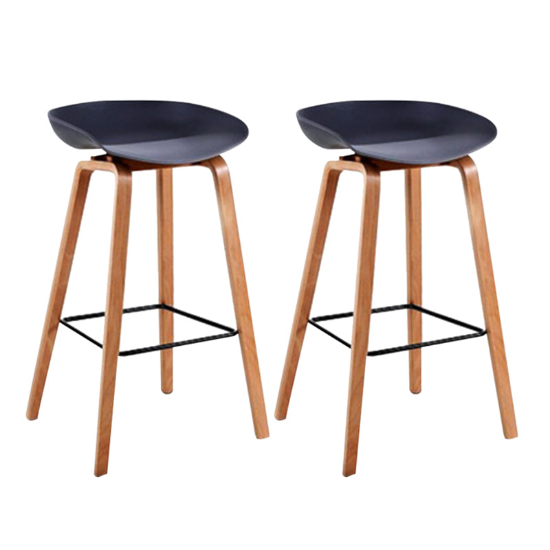 Modern Backrest Armless Counter Stool Wood Household Bar Stool with Plastic Seat Dark Gray 2 Piece Set Counter Stool(26"H) Clearhalo 'Bar Furniture' 'Bar Stools' 'bar_stools' 'furn' 'furn_bar_stools' 'furniture_bar_stools' 'Kitchen & Dining Furniture' 'kitchen&dining_furn' 'kitchen' 'kitchen_furn' Furniture' 4184359