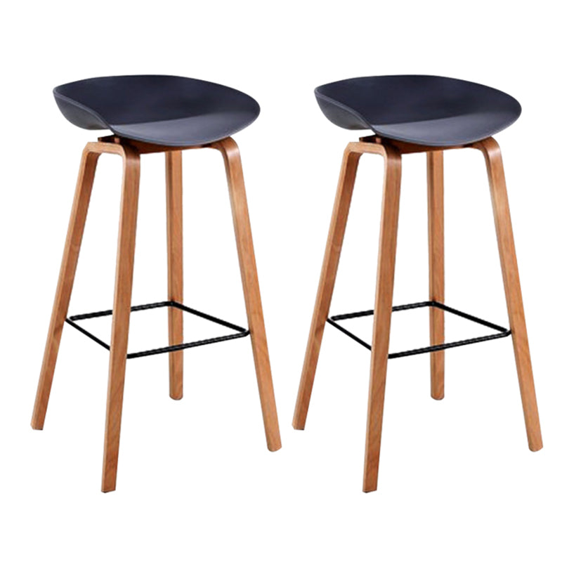 Modern Backrest Armless Counter Stool Wood Household Bar Stool with Plastic Seat Dark Gray 2 Piece Set Bar Stool(30"H) Clearhalo 'Bar Furniture' 'Bar Stools' 'bar_stools' 'furn' 'furn_bar_stools' 'furniture_bar_stools' 'Kitchen & Dining Furniture' 'kitchen&dining_furn' 'kitchen' 'kitchen_furn' Furniture' 4184360