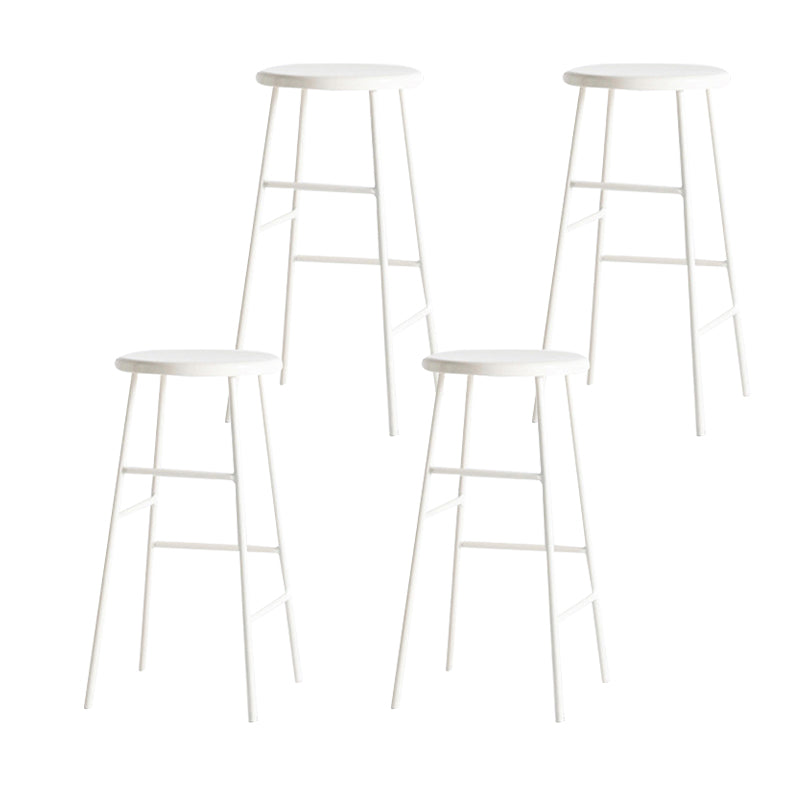 Round Modern Counter Bar Stool Armless Indoor Bar Stool with Footrest and Steel Base White 4 Piece Set Counter Stool(26"H) Clearhalo 'Bar Furniture' 'Bar Stools' 'bar_stools' 'furn' 'furn_bar_stools' 'furniture_bar_stools' 'Kitchen & Dining Furniture' 'kitchen&dining_furn' 'kitchen' 'kitchen_furn' Furniture' 4184368