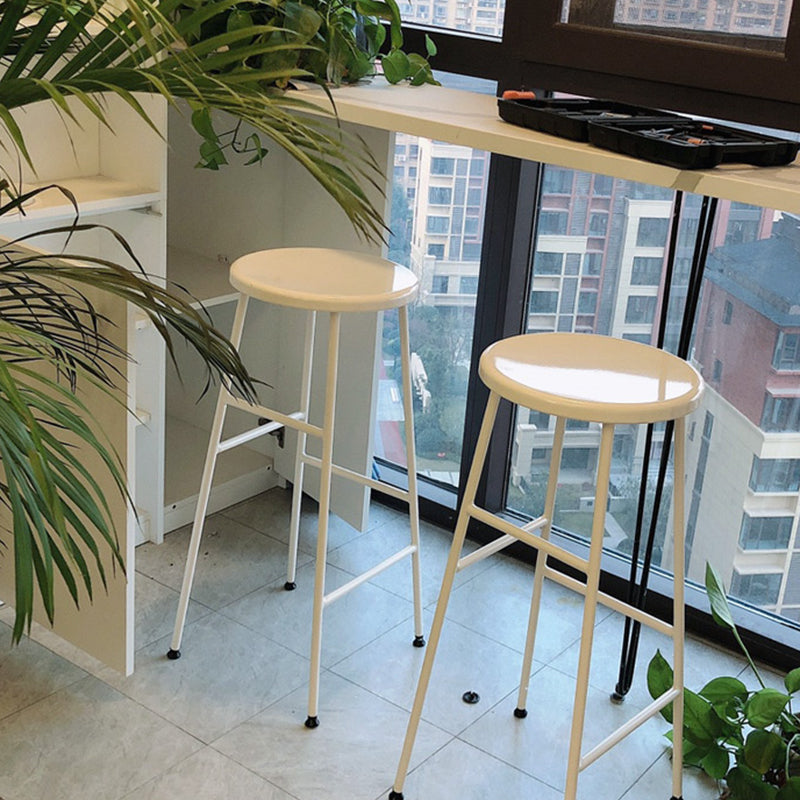 Round Modern Counter Bar Stool Armless Indoor Bar Stool with Footrest and Steel Base Clearhalo 'Bar Furniture' 'Bar Stools' 'bar_stools' 'furn' 'furn_bar_stools' 'furniture_bar_stools' 'Kitchen & Dining Furniture' 'kitchen&dining_furn' 'kitchen' 'kitchen_furn' Furniture' 4184369