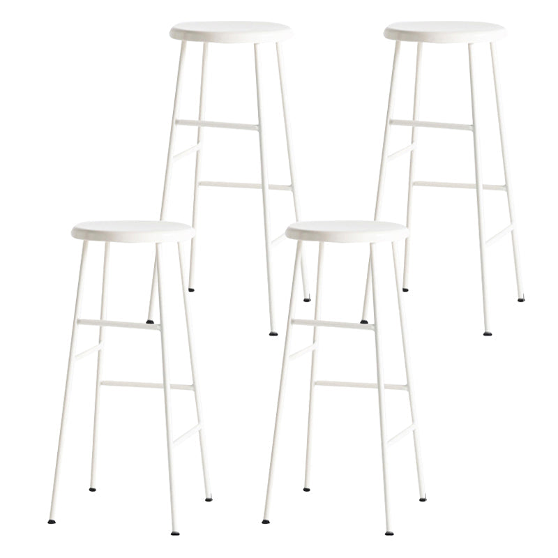 Round Modern Counter Bar Stool Armless Indoor Bar Stool with Footrest and Steel Base White 4 Piece Set Bar Stool(30"H) Clearhalo 'Bar Furniture' 'Bar Stools' 'bar_stools' 'furn' 'furn_bar_stools' 'furniture_bar_stools' 'Kitchen & Dining Furniture' 'kitchen&dining_furn' 'kitchen' 'kitchen_furn' Furniture' 4184370