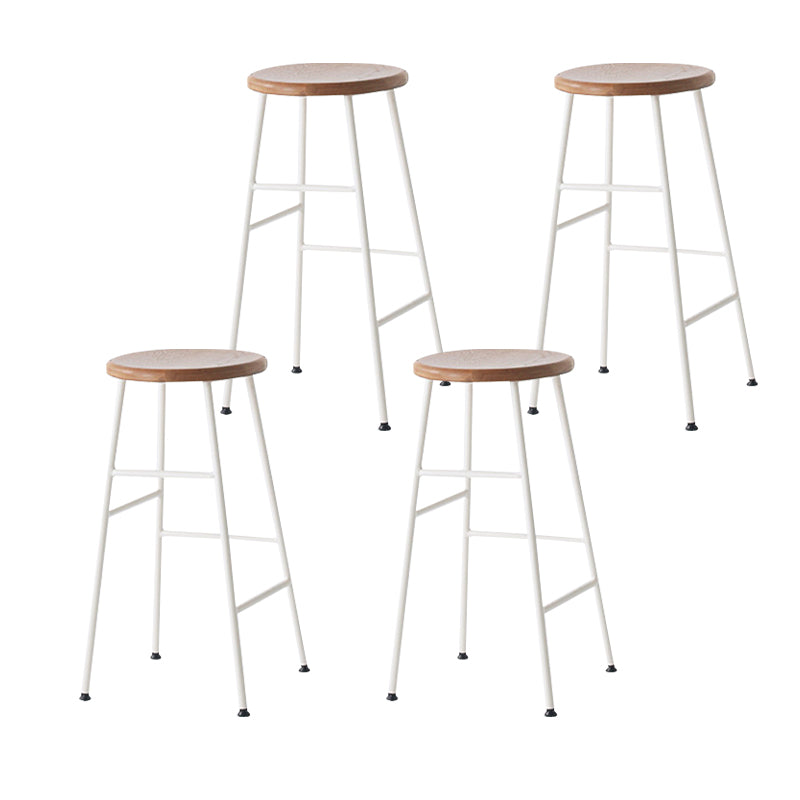 Round Modern Counter Bar Stool Armless Indoor Bar Stool with Footrest and Steel Base Brown 4 Piece Set Counter Stool(26"H) Clearhalo 'Bar Furniture' 'Bar Stools' 'bar_stools' 'furn' 'furn_bar_stools' 'furniture_bar_stools' 'Kitchen & Dining Furniture' 'kitchen&dining_furn' 'kitchen' 'kitchen_furn' Furniture' 4184371