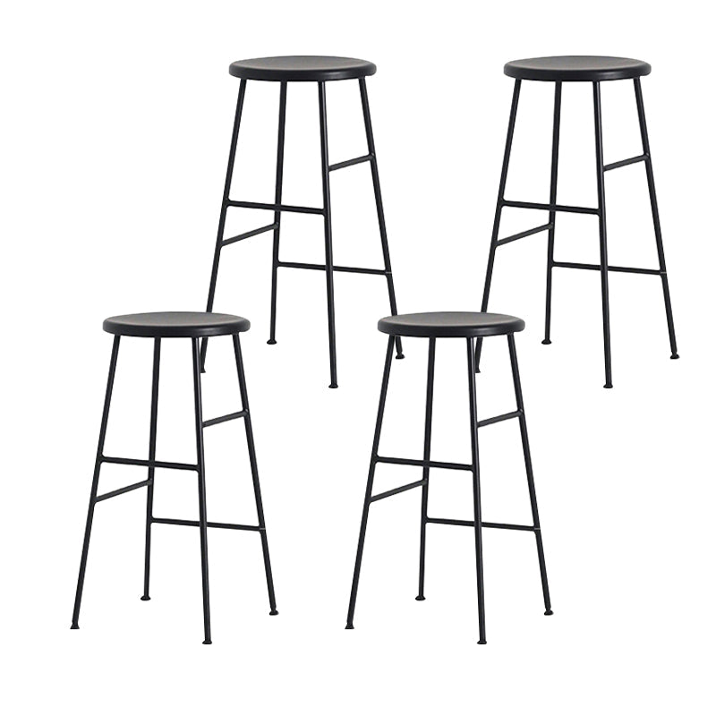 Round Modern Counter Bar Stool Armless Indoor Bar Stool with Footrest and Steel Base Black 4 Piece Set Counter Stool(26"H) Clearhalo 'Bar Furniture' 'Bar Stools' 'bar_stools' 'furn' 'furn_bar_stools' 'furniture_bar_stools' 'Kitchen & Dining Furniture' 'kitchen&dining_furn' 'kitchen' 'kitchen_furn' Furniture' 4184376