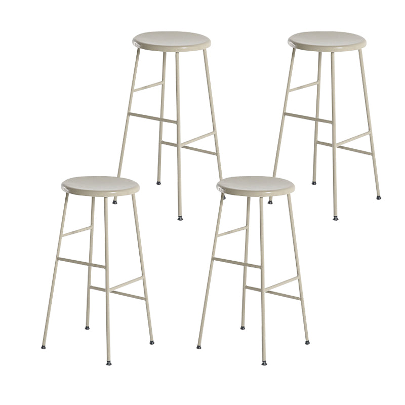 Round Modern Counter Bar Stool Armless Indoor Bar Stool with Footrest and Steel Base Beige 4 Piece Set Counter Stool(26"H) Clearhalo 'Bar Furniture' 'Bar Stools' 'bar_stools' 'furn' 'furn_bar_stools' 'furniture_bar_stools' 'Kitchen & Dining Furniture' 'kitchen&dining_furn' 'kitchen' 'kitchen_furn' Furniture' 4184380