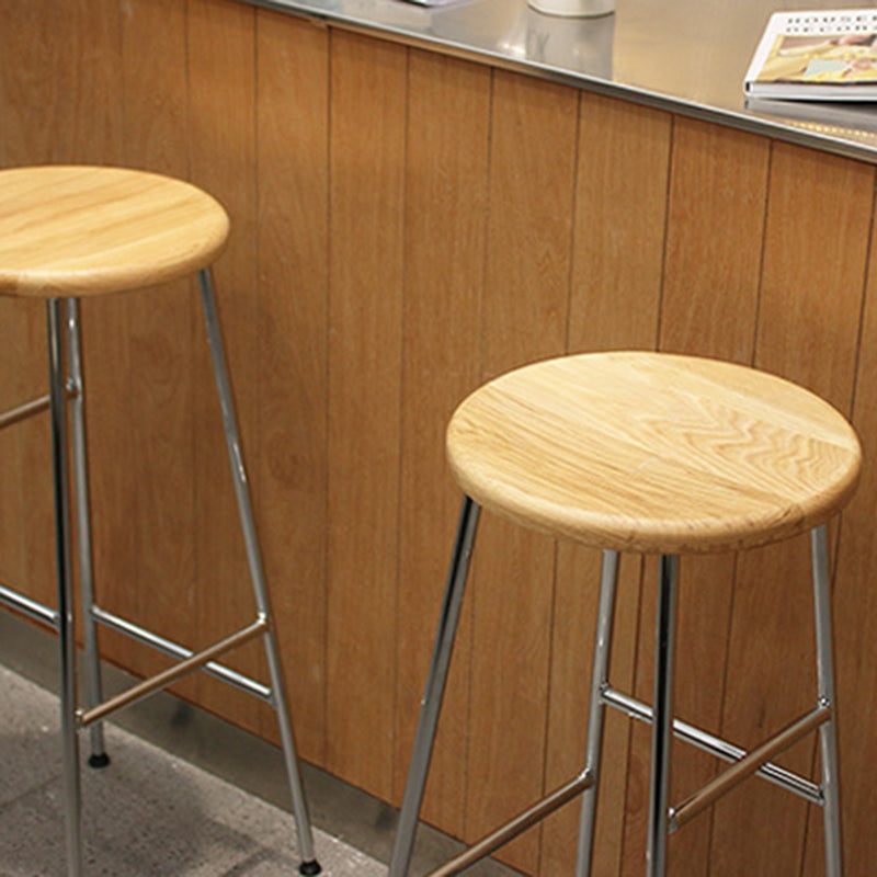 Round Modern Counter Bar Stool Armless Indoor Bar Stool with Footrest and Steel Base Clearhalo 'Bar Furniture' 'Bar Stools' 'bar_stools' 'furn' 'furn_bar_stools' 'furniture_bar_stools' 'Kitchen & Dining Furniture' 'kitchen&dining_furn' 'kitchen' 'kitchen_furn' Furniture' 4184381