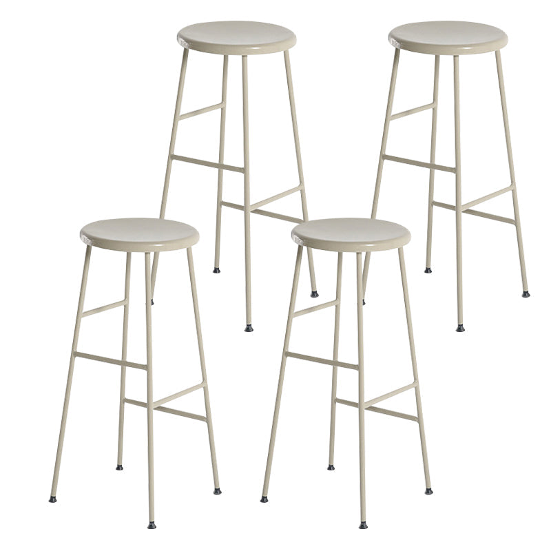 Round Modern Counter Bar Stool Armless Indoor Bar Stool with Footrest and Steel Base Beige 4 Piece Set Bar Stool(30"H) Clearhalo 'Bar Furniture' 'Bar Stools' 'bar_stools' 'furn' 'furn_bar_stools' 'furniture_bar_stools' 'Kitchen & Dining Furniture' 'kitchen&dining_furn' 'kitchen' 'kitchen_furn' Furniture' 4184382