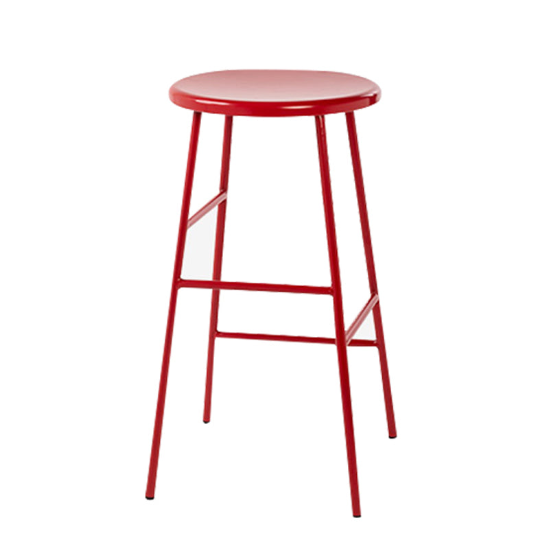 Round Modern Counter Bar Stool Armless Indoor Bar Stool with Footrest and Steel Base Red 1 Piece Counter Stool(26"H) Clearhalo 'Bar Furniture' 'Bar Stools' 'bar_stools' 'furn' 'furn_bar_stools' 'furniture_bar_stools' 'Kitchen & Dining Furniture' 'kitchen&dining_furn' 'kitchen' 'kitchen_furn' Furniture' 4184384
