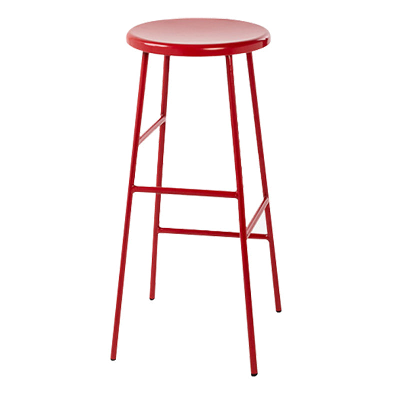 Round Modern Counter Bar Stool Armless Indoor Bar Stool with Footrest and Steel Base Red 1 Piece Bar Stool(30"H) Clearhalo 'Bar Furniture' 'Bar Stools' 'bar_stools' 'furn' 'furn_bar_stools' 'furniture_bar_stools' 'Kitchen & Dining Furniture' 'kitchen&dining_furn' 'kitchen' 'kitchen_furn' Furniture' 4184385