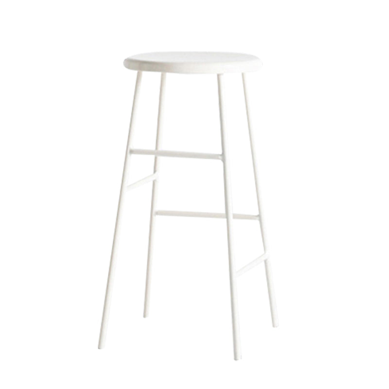 Round Modern Counter Bar Stool Armless Indoor Bar Stool with Footrest and Steel Base White 1 Piece Counter Stool(26"H) Clearhalo 'Bar Furniture' 'Bar Stools' 'bar_stools' 'furn' 'furn_bar_stools' 'furniture_bar_stools' 'Kitchen & Dining Furniture' 'kitchen&dining_furn' 'kitchen' 'kitchen_furn' Furniture' 4184387