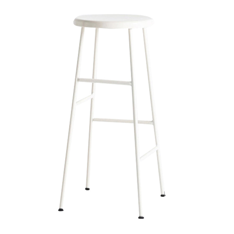 Round Modern Counter Bar Stool Armless Indoor Bar Stool with Footrest and Steel Base White 1 Piece Bar Stool(30"H) Clearhalo 'Bar Furniture' 'Bar Stools' 'bar_stools' 'furn' 'furn_bar_stools' 'furniture_bar_stools' 'Kitchen & Dining Furniture' 'kitchen&dining_furn' 'kitchen' 'kitchen_furn' Furniture' 4184389