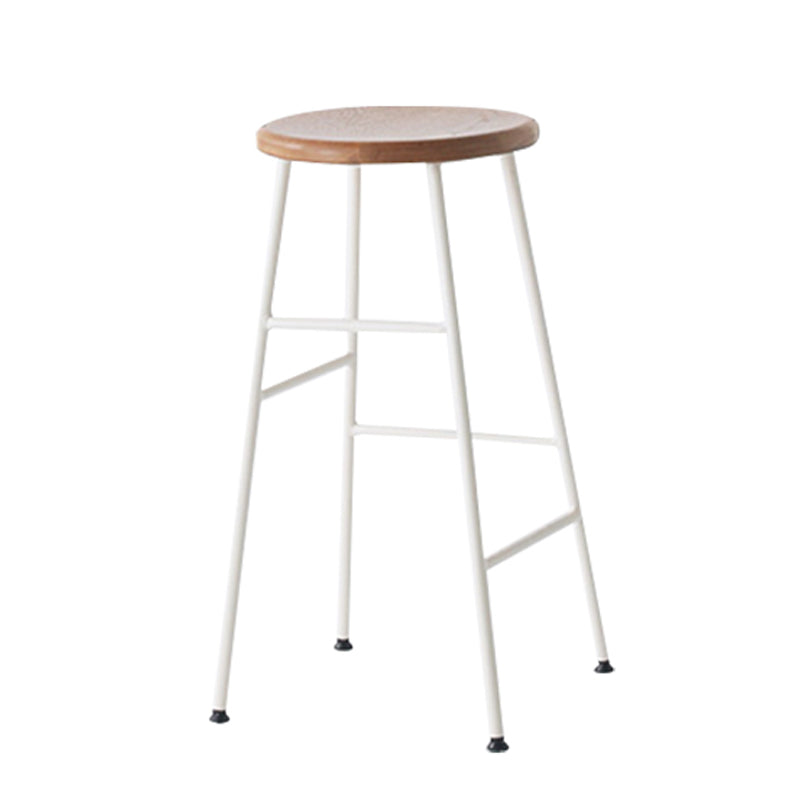 Round Modern Counter Bar Stool Armless Indoor Bar Stool with Footrest and Steel Base Brown 1 Piece Counter Stool(26"H) Clearhalo 'Bar Furniture' 'Bar Stools' 'bar_stools' 'furn' 'furn_bar_stools' 'furniture_bar_stools' 'Kitchen & Dining Furniture' 'kitchen&dining_furn' 'kitchen' 'kitchen_furn' Furniture' 4184390