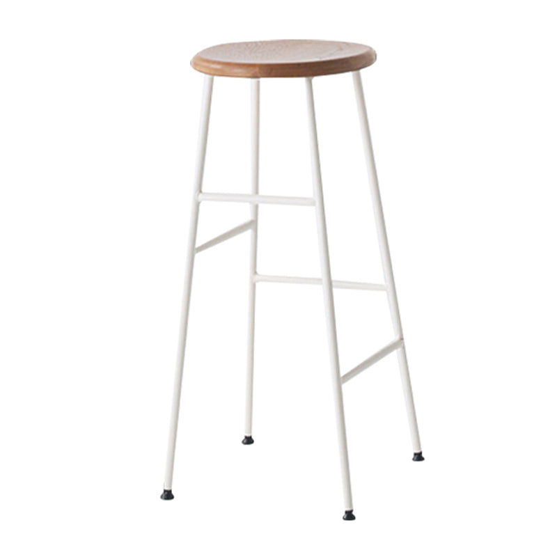 Round Modern Counter Bar Stool Armless Indoor Bar Stool with Footrest and Steel Base Brown 1 Piece Bar Stool(30"H) Clearhalo 'Bar Furniture' 'Bar Stools' 'bar_stools' 'furn' 'furn_bar_stools' 'furniture_bar_stools' 'Kitchen & Dining Furniture' 'kitchen&dining_furn' 'kitchen' 'kitchen_furn' Furniture' 4184391