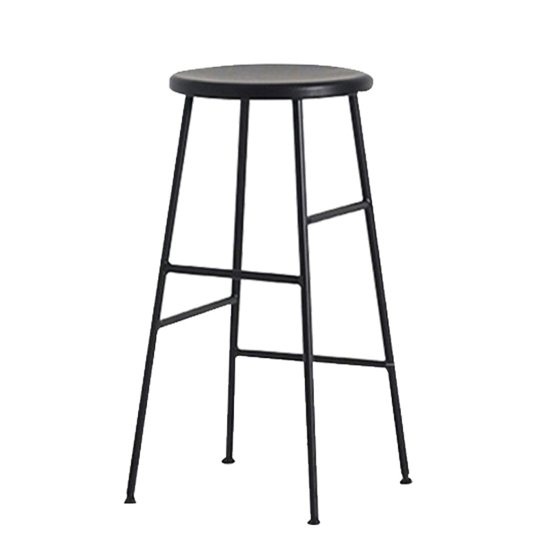 Round Modern Counter Bar Stool Armless Indoor Bar Stool with Footrest and Steel Base Black 1 Piece Counter Stool(26"H) Clearhalo 'Bar Furniture' 'Bar Stools' 'bar_stools' 'furn' 'furn_bar_stools' 'furniture_bar_stools' 'Kitchen & Dining Furniture' 'kitchen&dining_furn' 'kitchen' 'kitchen_furn' Furniture' 4184392