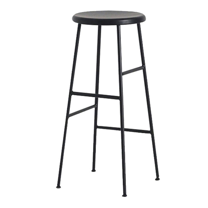 Round Modern Counter Bar Stool Armless Indoor Bar Stool with Footrest and Steel Base Black 1 Piece Bar Stool(30"H) Clearhalo 'Bar Furniture' 'Bar Stools' 'bar_stools' 'furn' 'furn_bar_stools' 'furniture_bar_stools' 'Kitchen & Dining Furniture' 'kitchen&dining_furn' 'kitchen' 'kitchen_furn' Furniture' 4184393