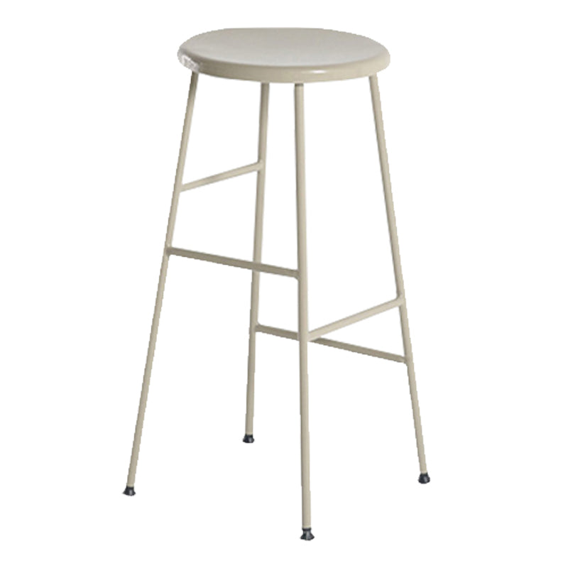 Round Modern Counter Bar Stool Armless Indoor Bar Stool with Footrest and Steel Base Beige 1 Piece Counter Stool(26"H) Clearhalo 'Bar Furniture' 'Bar Stools' 'bar_stools' 'furn' 'furn_bar_stools' 'furniture_bar_stools' 'Kitchen & Dining Furniture' 'kitchen&dining_furn' 'kitchen' 'kitchen_furn' Furniture' 4184394