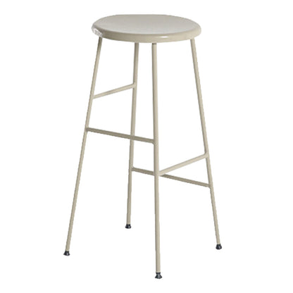 Round Modern Counter Bar Stool Armless Indoor Bar Stool with Footrest and Steel Base Beige 1 Piece Counter Stool(26"H) Clearhalo 'Bar Furniture' 'Bar Stools' 'bar_stools' 'furn' 'furn_bar_stools' 'furniture_bar_stools' 'Kitchen & Dining Furniture' 'kitchen&dining_furn' 'kitchen' 'kitchen_furn' Furniture' 4184394