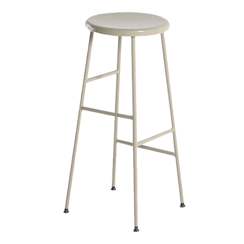 Round Modern Counter Bar Stool Armless Indoor Bar Stool with Footrest and Steel Base Beige 1 Piece Bar Stool(30"H) Clearhalo 'Bar Furniture' 'Bar Stools' 'bar_stools' 'furn' 'furn_bar_stools' 'furniture_bar_stools' 'Kitchen & Dining Furniture' 'kitchen&dining_furn' 'kitchen' 'kitchen_furn' Furniture' 4184395