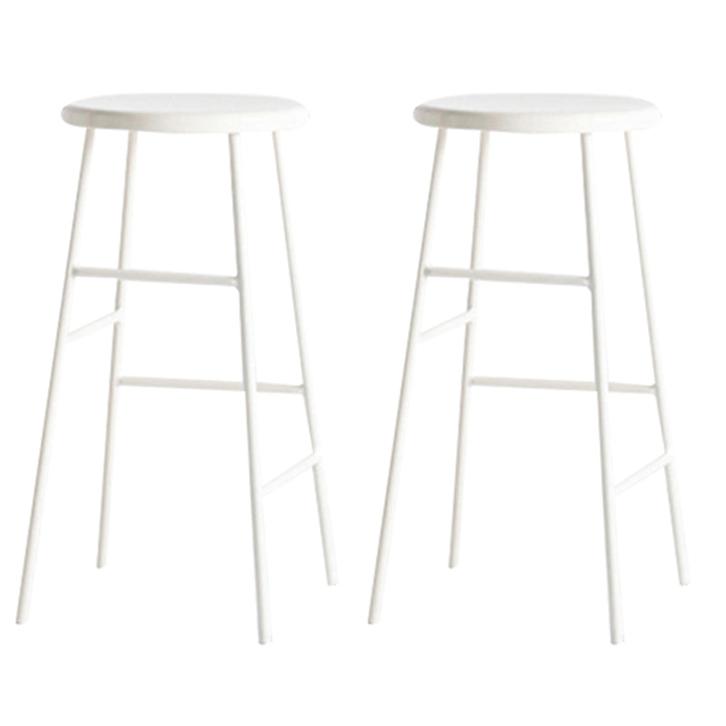 Round Modern Counter Bar Stool Armless Indoor Bar Stool with Footrest and Steel Base White 2 Piece Set Counter Stool(26"H) Clearhalo 'Bar Furniture' 'Bar Stools' 'bar_stools' 'furn' 'furn_bar_stools' 'furniture_bar_stools' 'Kitchen & Dining Furniture' 'kitchen&dining_furn' 'kitchen' 'kitchen_furn' Furniture' 4184398