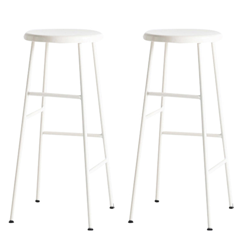 Round Modern Counter Bar Stool Armless Indoor Bar Stool with Footrest and Steel Base White 2 Piece Set Bar Stool(30"H) Clearhalo 'Bar Furniture' 'Bar Stools' 'bar_stools' 'furn' 'furn_bar_stools' 'furniture_bar_stools' 'Kitchen & Dining Furniture' 'kitchen&dining_furn' 'kitchen' 'kitchen_furn' Furniture' 4184399