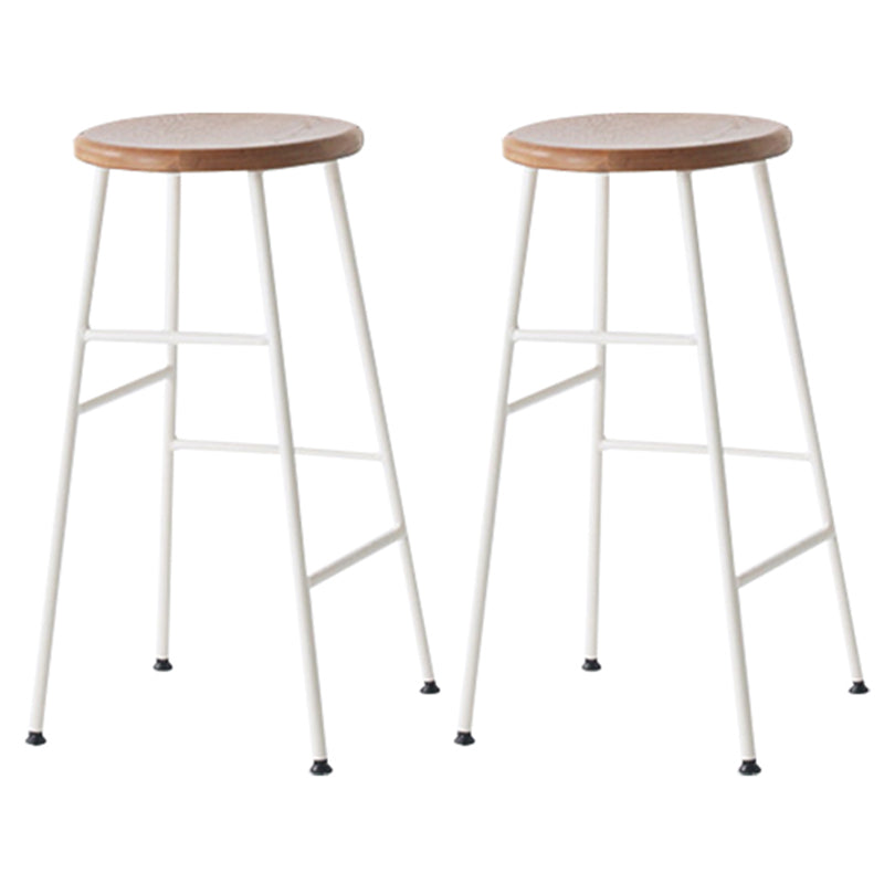 Round Modern Counter Bar Stool Armless Indoor Bar Stool with Footrest and Steel Base Brown 2 Piece Set Counter Stool(26"H) Clearhalo 'Bar Furniture' 'Bar Stools' 'bar_stools' 'furn' 'furn_bar_stools' 'furniture_bar_stools' 'Kitchen & Dining Furniture' 'kitchen&dining_furn' 'kitchen' 'kitchen_furn' Furniture' 4184400