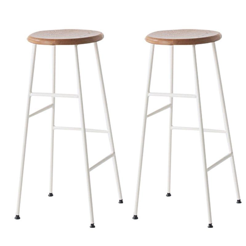 Round Modern Counter Bar Stool Armless Indoor Bar Stool with Footrest and Steel Base Brown 2 Piece Set Bar Stool(30"H) Clearhalo 'Bar Furniture' 'Bar Stools' 'bar_stools' 'furn' 'furn_bar_stools' 'furniture_bar_stools' 'Kitchen & Dining Furniture' 'kitchen&dining_furn' 'kitchen' 'kitchen_furn' Furniture' 4184401