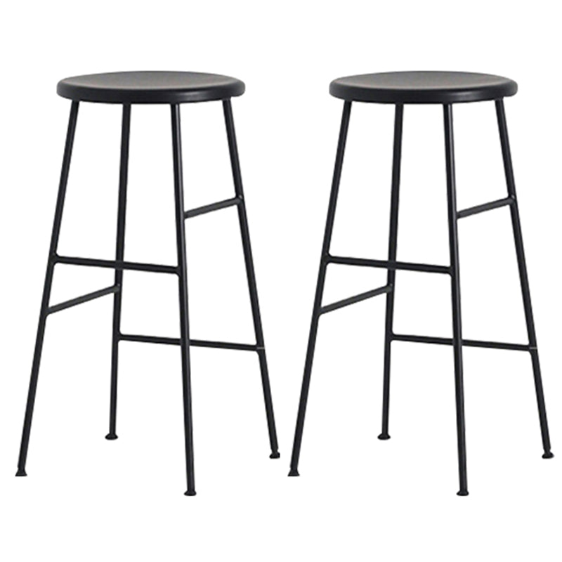 Round Modern Counter Bar Stool Armless Indoor Bar Stool with Footrest and Steel Base Black 2 Piece Set Counter Stool(26"H) Clearhalo 'Bar Furniture' 'Bar Stools' 'bar_stools' 'furn' 'furn_bar_stools' 'furniture_bar_stools' 'Kitchen & Dining Furniture' 'kitchen&dining_furn' 'kitchen' 'kitchen_furn' Furniture' 4184402