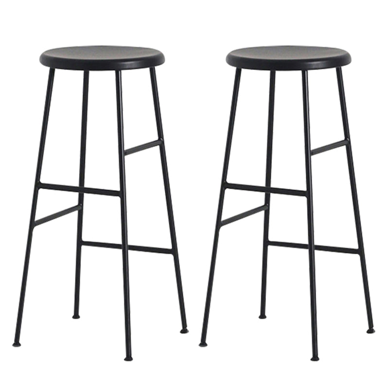 Round Modern Counter Bar Stool Armless Indoor Bar Stool with Footrest and Steel Base Black 2 Piece Set Bar Stool(30"H) Clearhalo 'Bar Furniture' 'Bar Stools' 'bar_stools' 'furn' 'furn_bar_stools' 'furniture_bar_stools' 'Kitchen & Dining Furniture' 'kitchen&dining_furn' 'kitchen' 'kitchen_furn' Furniture' 4184403