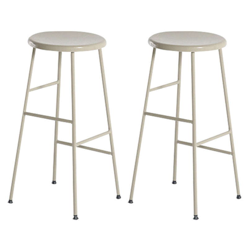Round Modern Counter Bar Stool Armless Indoor Bar Stool with Footrest and Steel Base Beige 2 Piece Set Counter Stool(26"H) Clearhalo 'Bar Furniture' 'Bar Stools' 'bar_stools' 'furn' 'furn_bar_stools' 'furniture_bar_stools' 'Kitchen & Dining Furniture' 'kitchen&dining_furn' 'kitchen' 'kitchen_furn' Furniture' 4184404