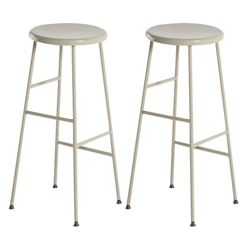 Round Modern Counter Bar Stool Armless Indoor Bar Stool with Footrest and Steel Base Beige 2 Piece Set Bar Stool(30"H) Clearhalo 'Bar Furniture' 'Bar Stools' 'bar_stools' 'furn' 'furn_bar_stools' 'furniture_bar_stools' 'Kitchen & Dining Furniture' 'kitchen&dining_furn' 'kitchen' 'kitchen_furn' Furniture' 4184405